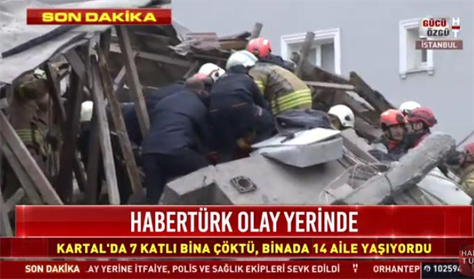 CNN Türk canlı izle Habertürk izle İstanbul Kartal'da çöken binadan kurtarma çalışması