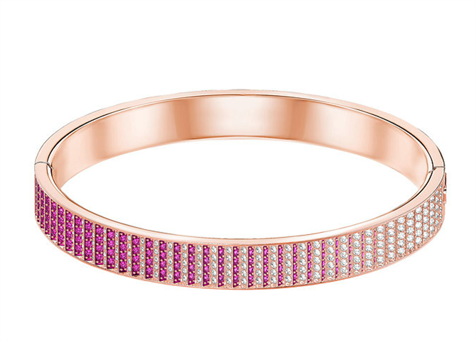 Swarovski pembe altın kaplama bileklik